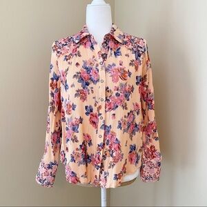 Free People Hold On To Me Top in Coral Combo - S